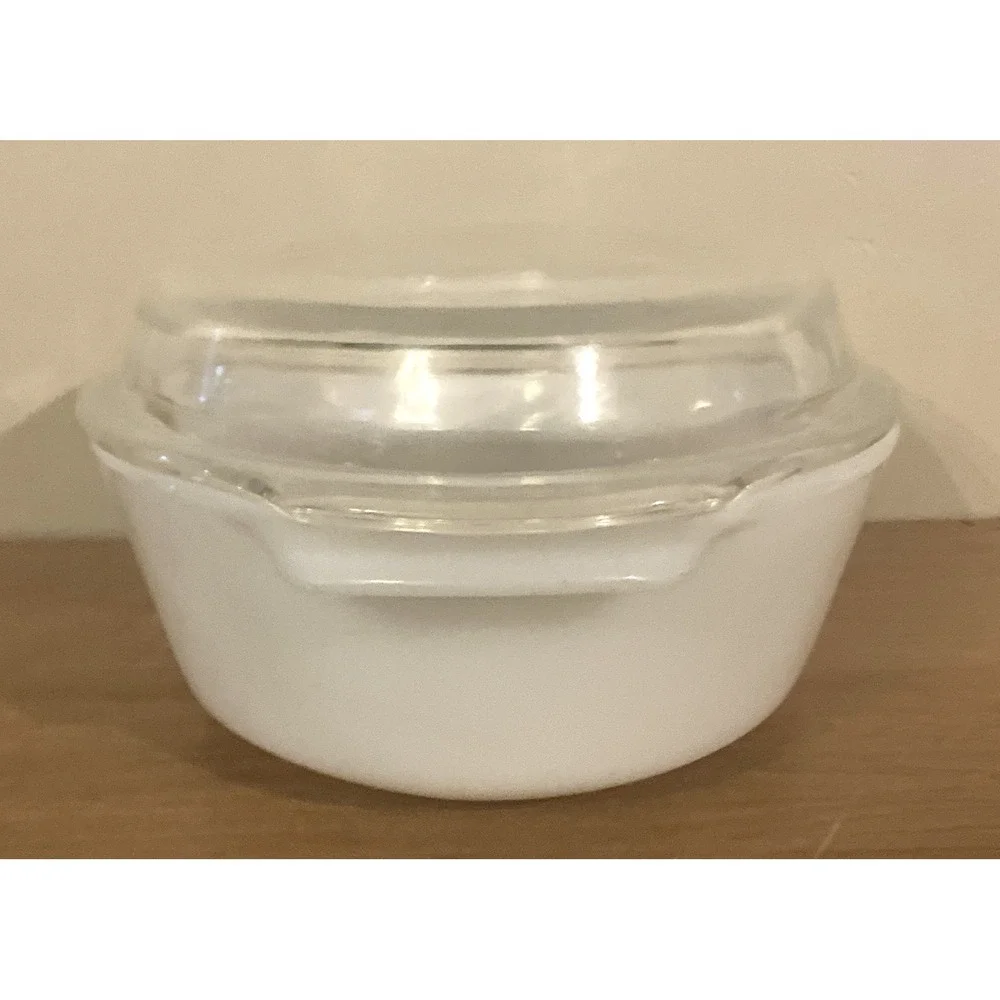 Anchor Hocking Fire King #433 Blue Cornflower 1.5 QT Casserole w/Clear Lid - EUC